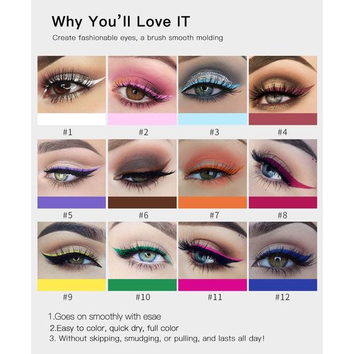 Liquid Glitter Eyeliner Metallic Glitter Sparkling Eyeliner Eyeshadow High Pigmented Colorful Brighten Eye Shadow Long Lasting Sparkling Eyeliner