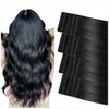 SUYYA Invisible Tape in Hair Extensions Human Hair Jet Black Seamless Injected Hand-Tied Pro Quality Virgin Human Hair 20PCS 50G/Pack Straight Tape Ins(18 inch #1 Jet Black)