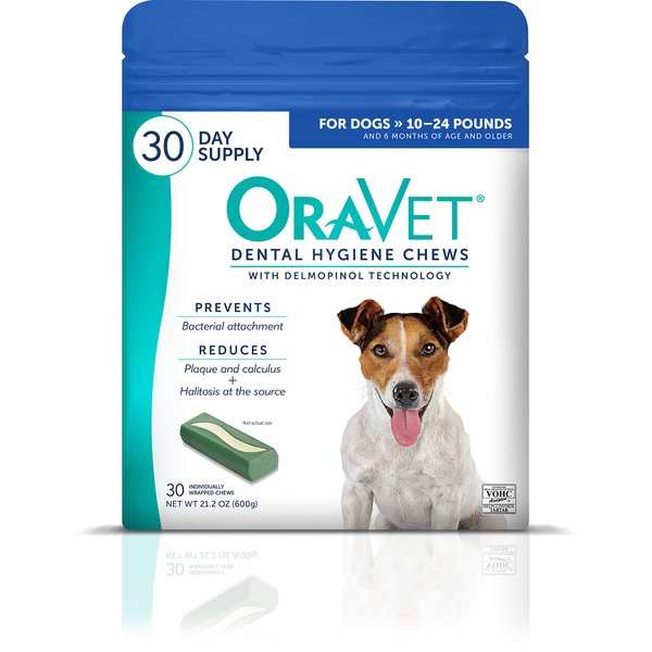 ORAVET Dental Chews for Dogs, Oral Care and Hygiene Chews (Small Dogs, 10-24 lbs.) Blue Pouch, 30 Count
