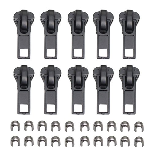 YaHoGa 10 Pieces #5 Black Zipper Sliders Zipper Repair Zipper Replacement for 6mm Plastic Jacket Zippers