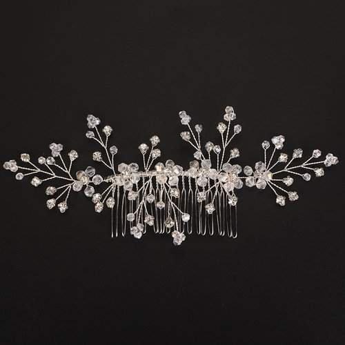 BERYUAN Bridal Crystal Rhinestone Flowers Headpiece Silver Rhinestone Crystal Hair Comb Dainty Rhinestone Hair Comb for Women for Wedding Party