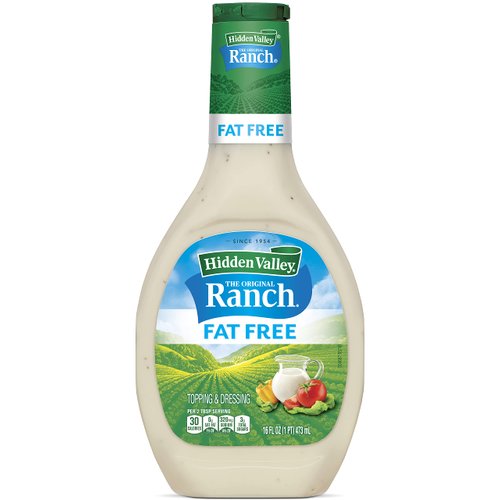 Hidden Valley Original Ranch Fat Free Salad Dressing & Topping, Gluten Free - 16 Ounce Bottle (Package May Vary)