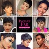 INSTANT FAB Short Human Hair Wigs Pixie Cut Wigs for Black Women Short Pixie Hairstyles Layered Wavy Tapered Back Non Lace Front Wigs - TOPAZ (DL4/27)