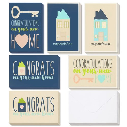Best Paper Greetings 36 Pack Congratulations On Your New Home Greeting Cards with Envelopes Assortment Set for House Warming (6 Designs, 4x6 In)