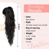 Flufymooz Ponytail Extension, Flexible Wrap Around Ponytail Extension Long Wavy Curly Ponytail Hair Extensions Natural pony tail Synthetic Hairpiece for Women 32 Inch (Black Brown)