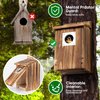 Bird Houses for Outside with Metal Predator Guard for Bluebird Wren Swallow Finch, Carbonized Wooden Nesting Boxes for Outdoor, Sturdy Bird House,Easy to Clean