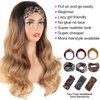LEOSA Ombre Headband Wig Body Wave Blonde Synthetic Wig with Headband Real Wigs,Long Wavy Ombre Wigs for Black Women Blonde Wavy Headband Wig