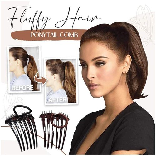 Ponytail Bump it UP Volume Inserts Lightweight Hair Styling Tool with Elastic Band, Create Full Bodied Hair in Seconds for Any Occasions (Coffee + black)