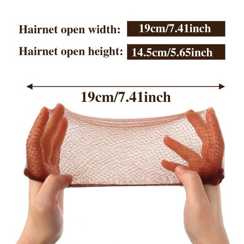 Dimeho Hair Nets, 20 Pcs Invisible Mesh Hairnets for Women Bun Elastic Edge Wig Nets Hair Bun Net for Dance Ballet Bun Maker, Individual Package (Brown)