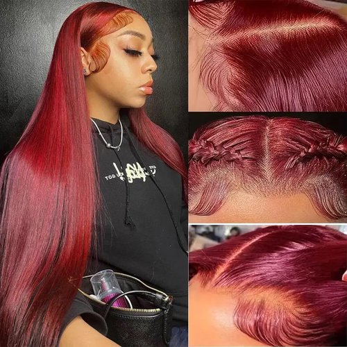 ULRICA Burgundy Lace Front Wigs Human Hair Wigs for Black Women 13x4 HD Lace Front Wigs Human Hai...
