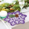JarThenaAMCS 60Pcs Snowflake Paper Plates Christmas Pink Blue Purple Snowflake Shape Plates Snow Disposable Plates for Winter Xmas Holiday Party Tableware Supplies