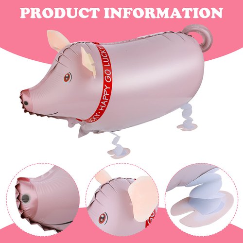 Grevosea 6 Pieces Farm Animal Balloons, Walking Animal Balloons Foil Mylar Balloon Pet Balloons for Animal Theme Birthday Party BBQ Decorations (Duck, Rooster, Cow, Horse, Pig, Sheep)