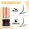 Strong Eyelash Extension Glue - Forabeli 5ml / 2-3 Sec Drying time/Retention – 6 Weeks/Maximum Bonding Power/Black Adhesive for Semi-Permanent Extensions/Beginner Lash Glue/Professional Lash Supplies