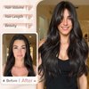 KooKaStyle Invisible Wire Hair Extensions Long Wavy Layered Synthetic Hair Extensions with Transparent Wire Adjustable Size 6 Secure Clips Natural Black Hairpieces for Women 20 Inch