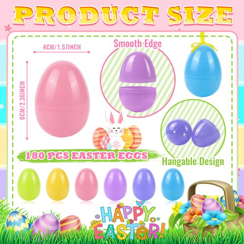 OCTERIC 120 Pcs Pastel Colorful Plastic Easter Eggs Bulk, 2.3 ", Fillable Empty Easter Eggs for Fillling Candy, Treats, Easter Hunt Basket Suffers Fillers, Easter Theme Party Favors