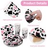 durony 144 Pieces Pink Cow Print Party Tableware Set Including Cowgirl Pink Cow Party Plates Cups Napkins Forks Serves 24 for Baby Shower Farm Cow Party Decorations