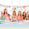 Pastel Rainbow Party Supplies for 20 Guests, Disposable Tableware Set includes Pastel Paper Plates, Napkins, Forks, Tablecloth for Girls Birthday Party, Baby Shower Party
