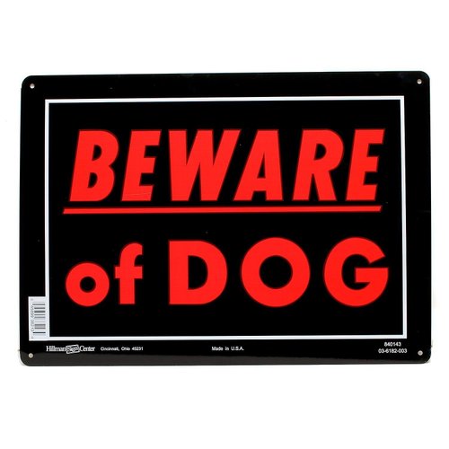 "Beware Of Dog" Sign, Hy-Glo Orange/Black Aluminum, 10 x 14-In.