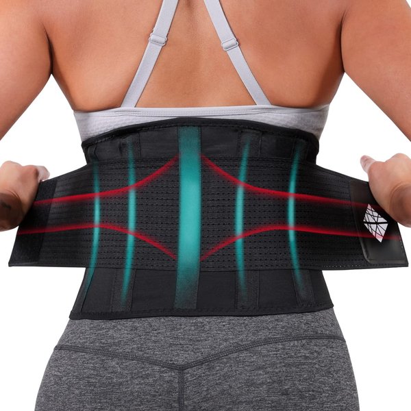 NeoHealth Workout Back Brace for Lower Back Support, Сompression & Pain Relief, L Size Black