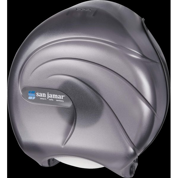 San Jamar Oceans Plastic Single Jumbo Bath Tissue Dispenser, 3.25" Core, Black Pearl, 1 Count (Pack of 1)