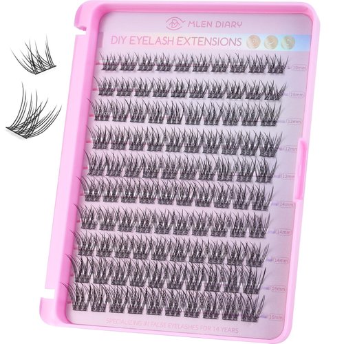 Cluster Lashes Wispy Individual Lash Extensions D Curl Natural Lash Clusters 10-16MM 100 Pcs DIY Eyelash Extension Reusable Eyelash Clusters at Home by MLEN DIARY
