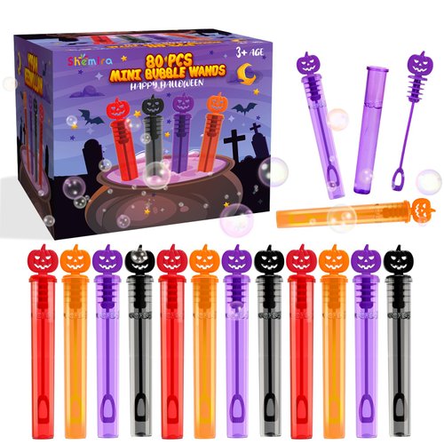 Shemira 80PCS Halloween Bubble Wands, Mini Bubbles Party Favors for Kids, Halloween Party Favors,...