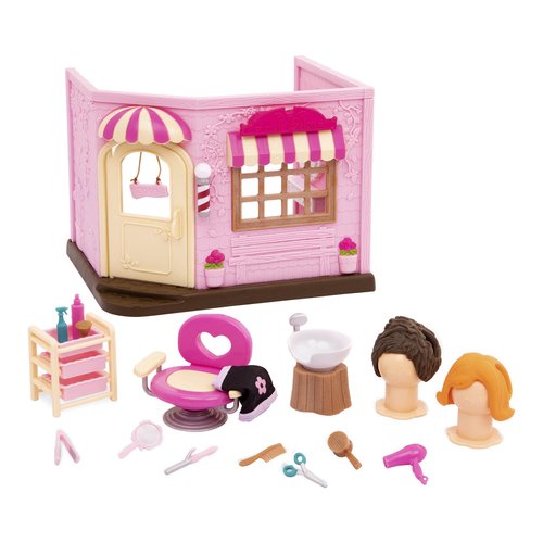 Li’l Woodzeez – Toy Hair Salon - Dollhouse Playset with Accessories - Pretend Play for Kids Age 3+ - Baabaa Spa & Hair Salon