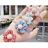 2PCS Fabric Flower Ropes Series Hair Bands Clips Ties Ponytail Holders Soft Elastic Bands/Clips with Flowers Hair Accessories for Baby Girls Children and Ladies (Rope-Red)