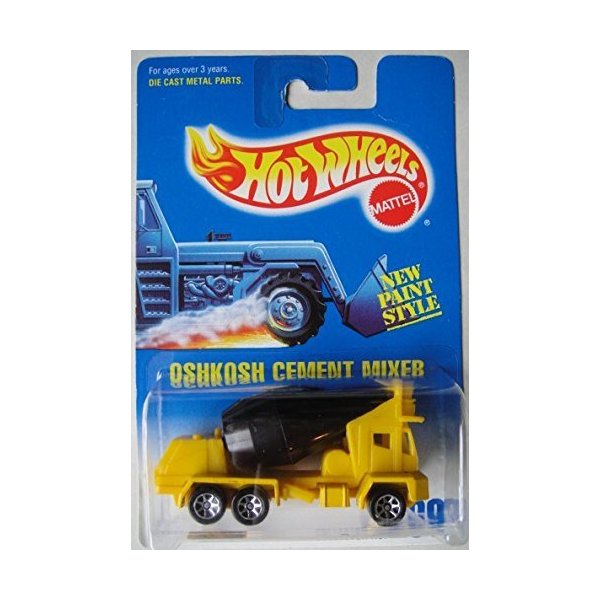 HOT WHEELS YELLOW AND BLACK SEVEN SPOKE #269 OSHKOSH CEMENT MIXER DIE-CAST