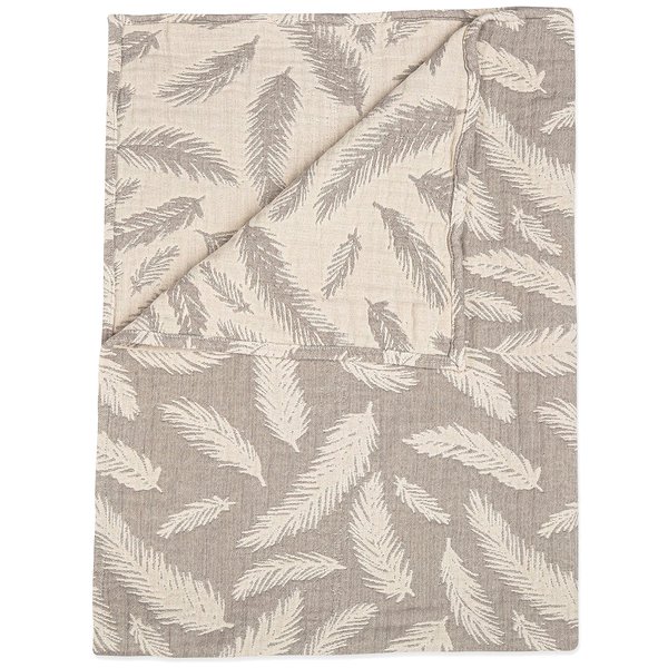 Crane Baby Blanket, Soft Cotton Jacquard Nursery and Stroller Blanket for Boys and Girls, Grey Feather, 30” x 40”