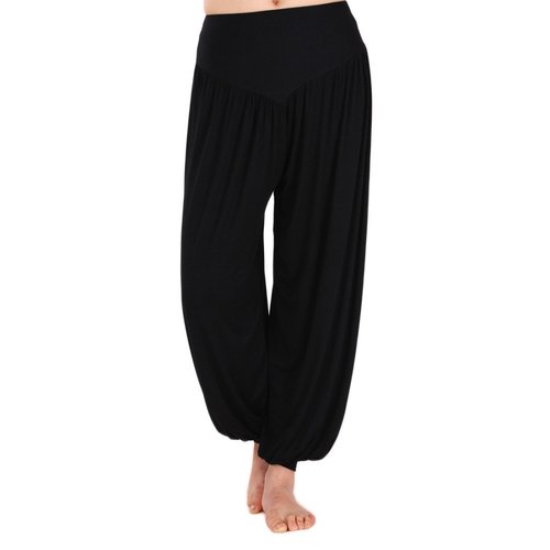 AvaCostume Womens Modal Cotton Soft Yoga Sports Dance Harem Pants, M, Black