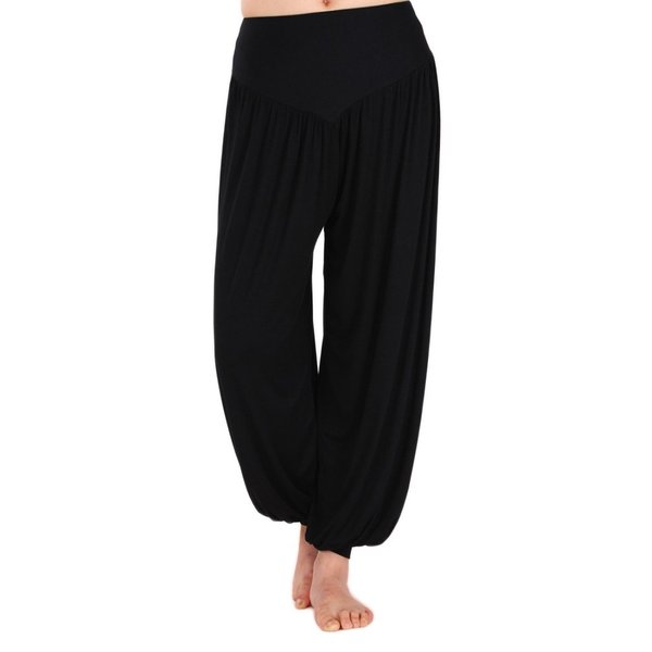 AvaCostume Womens Modal Cotton Soft Yoga Sports Dance Harem Pants, M, Black