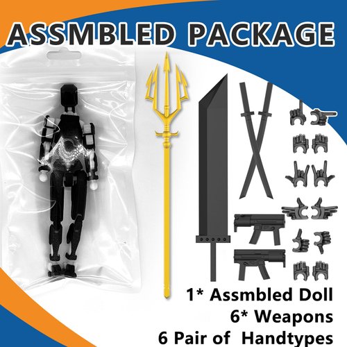 【Assembled】 T13 Action Figure Set, Giant Sword Titan 13 Robot Action Figure 3D Printed robo 13 Action Fidget Toys Figure Articulated, Dummy13, T13 for Collectors Desktop Decorations (Black-Green)