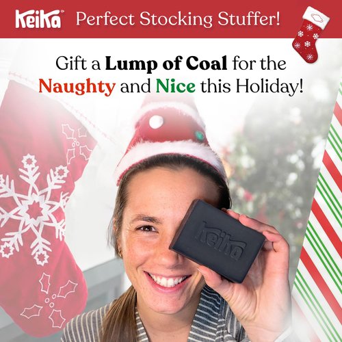 Keika Charcoal Black Soap Bar for Eczema, Psoriasis, Face, Body, Men Women Teens with Oily Skin, 5 oz.