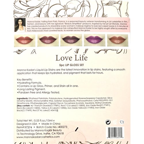 Manna Kadar Love Life 5pc Lip Gloss Set
