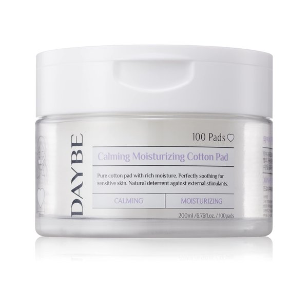 DAYBE Toner Pad Calming Moisturizing Soothing Toner Cotton Pad 100 Pads | Super Centella™ and 6 Hyaluronic Acids Toner-Soaked Pads
