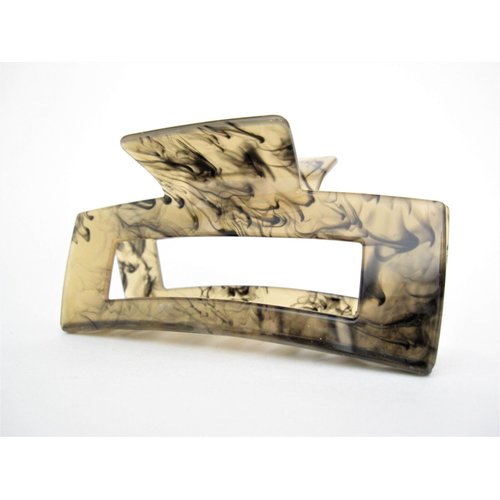 Generic Medium rectangle tan and black marbled hair claw clip