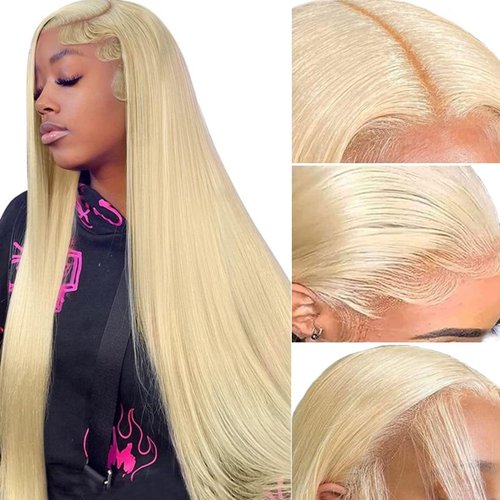 BANGS on TARGET 613 Lace Front Wig Human Hair 13x6 Blonde Lace Front Wigs 22Inch 210% Density 12A...