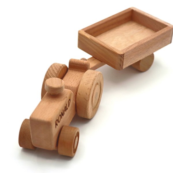 Personalized Wooden TRACTOR, Trailer Toy, WOODEN TOY, Push Toy,Baby Shower Gift, Friend’s Baby, Baptism Gift, CHRISTMAS GIFT