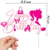 Hot Pink Girl Birthday Cake Topper Hot Pink Princess Happy Birthday Cake Topper Pink Birthday Party Decoration for Girls Women Bridal Shower Bachelorette Party Supplies