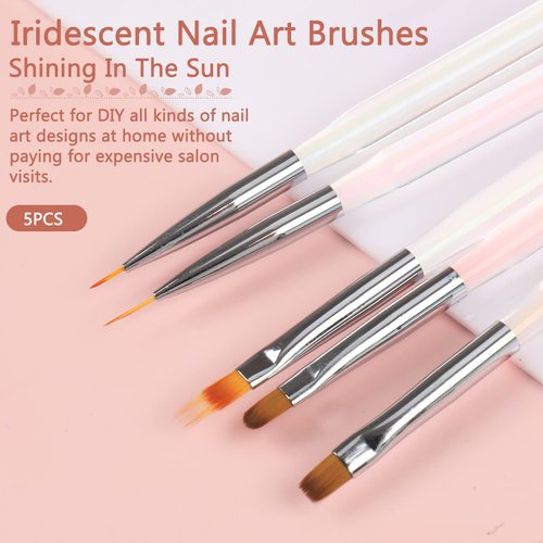 BQAN 5pc Nail Art Brushes Nail Ombre Brush Nail Design Painting Brushes UV Gel Nail Brush Professional Nail Art Design Brushes set
