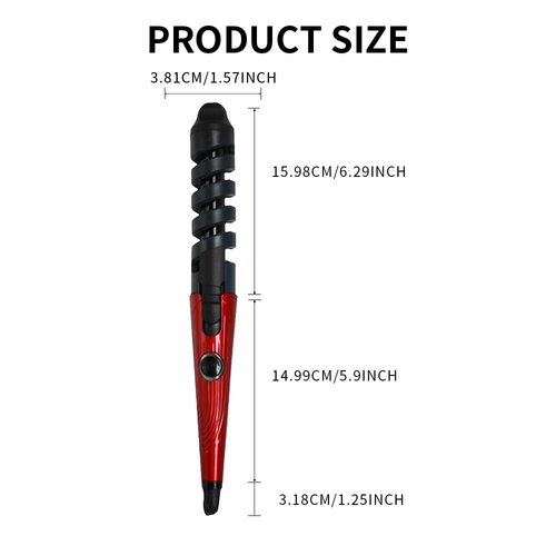 Automatic Curling Iron for Medium Length Hair. Ceramic Body Protects Hair. Automatically Heats Hair After Wrapping. Great for Quick Everyday Styling (Red).