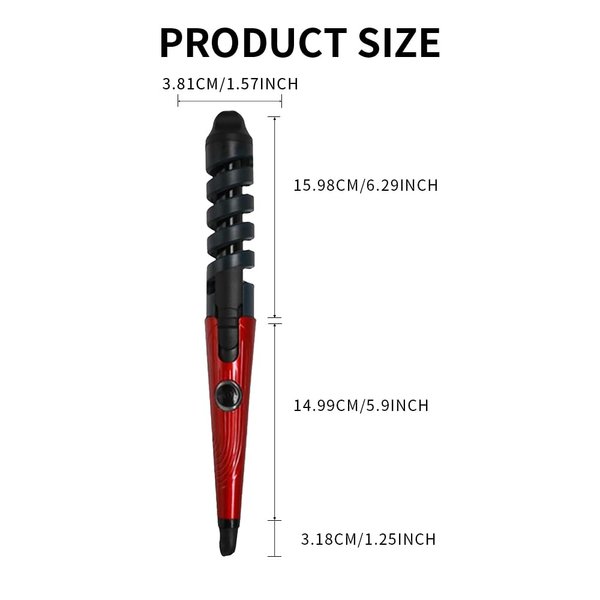 Automatic Curling Iron for Medium Length Hair. Ceramic Body Protects Hair. Automatically Heats Hair After Wrapping. Great for Quick Everyday Styling (Red).