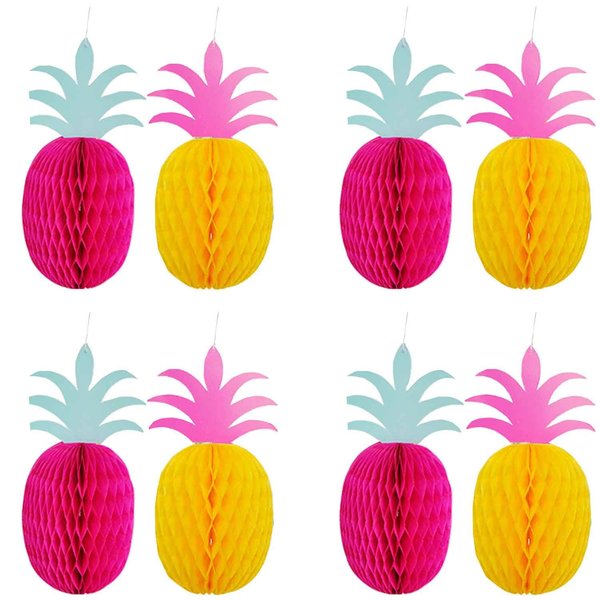 Algasan 8 Pieces 12 Inch Pineapple Honeycomb Centerpieces Tissue Paper Pineapple Hawaiian Centerpiece Table Decorations for Tropical Luau Birthday Party Supplies Favor