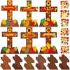 30 Sets Religious Fall Cross Craft for Kids DIY Fall Blessing Cross Craft Kit Make Your Own Christian Religious Thanksgiving Crafts for Sunday School Church Classroom Autumn Harvest Party Supplies