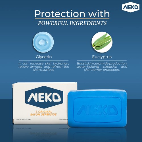 Neko Germicidal Soap - 2.82 oz / 80g - Family Bar Soap, Old Traditional Recipe,