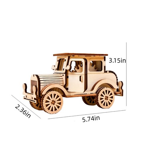 YII WMOC 3D Wooden Puzzle Retro Car Model Desktop Toy DIY Handmade Wooden Model Car Kit Adult/Youth/Children Creative Gift