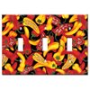 Art Plates - Triple Gang Toggle OVERSIZE Switch Plate - OVER SIZE Decorative Metal Wall Plate - Red and Yellow Peppers - (Made in USA)