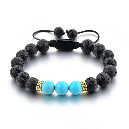 Mystiqs Kids Adjustable Lava Rock Beaded Stone Bracelet Essential Oil Diffuser for Aromatherapy Ideal for Anti-Stress or Anti-Anxiety Ages 6-13 (New Upgraded Anti-Loose System)