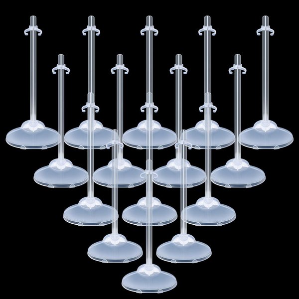 Jetec 15 Pieces Doll Stands Display Holders Doll Stands Doll Mini Display Stand Doll Support Frame Toy Doll Accessories Prop up 11 to 13 Inch Dolls and Action Figures Doll Accessories (Transparent)